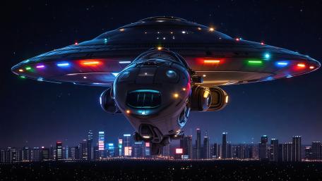 UFO Over City wallpaper
