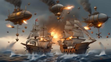 Crazy War of Airships and Sailing Vessels wallpaper