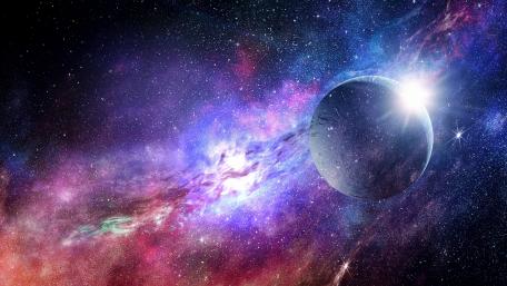 Mystical Planet in Dazzling Cosmic Colors wallpaper