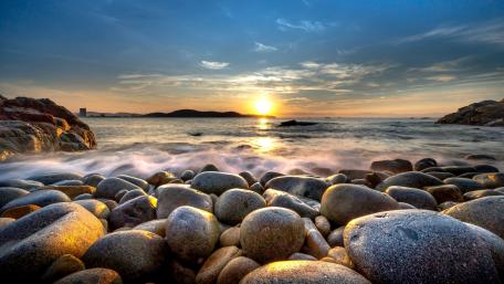 Sunset Serenity on a Pebble Beach wallpaper