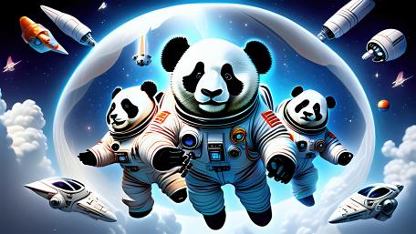Space Pandas Taking Over the Cosmos in Style wallpaper