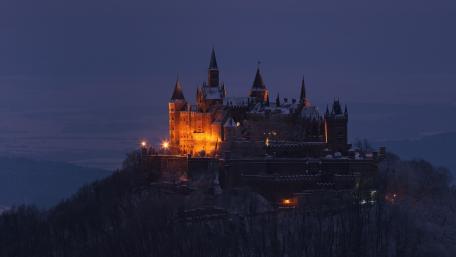 Hohenzollern Castle Illuminated by Night wallpaper