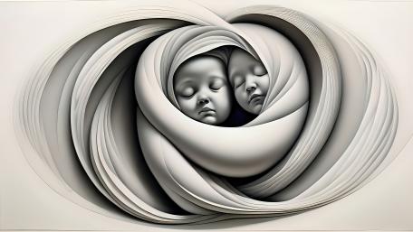 Dreamy Slumber Twin Infants in Monochrome wallpaper