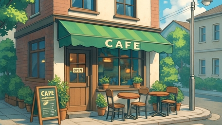 Charming Anime Cafe Vibes wallpaper