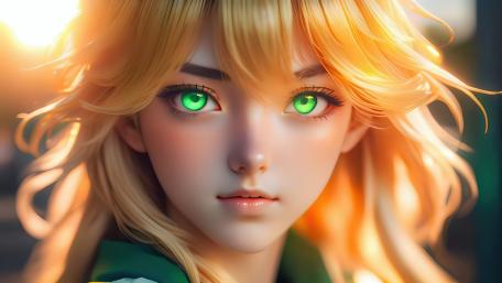 Emerald Gaze of the Fantasy Realm wallpaper