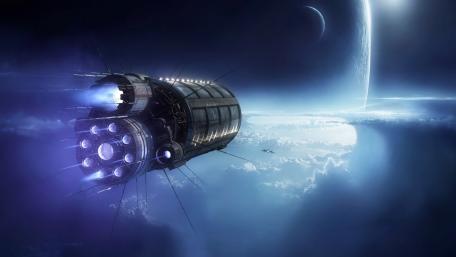Futuristic Voyage Through the Cosmos wallpaper