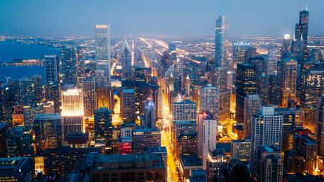 Chicago's Majestic Night Skyline wallpaper