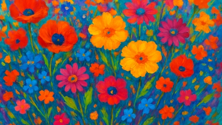 Colorful Floral Symphony in Painting Style wallpaper
