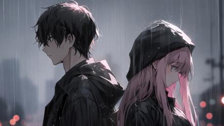 Heartfelt Moments Under the Rainy Sky wallpaper