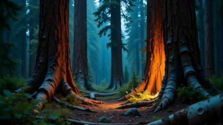 Enchanting Forest Glow in 4K wallpaper