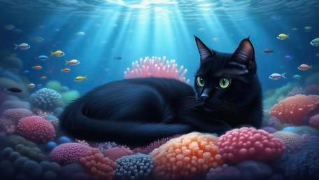Coral Cat's Undersea Adventure wallpaper