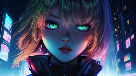 Cyberpunk Vision in Neon Lights wallpaper
