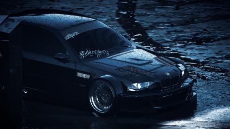 Sleek BMW E46 M3 in Rainy Night Scene wallpaper