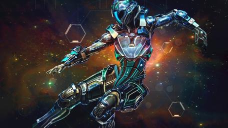 Futuristic Robot in Cosmic Space Odyssey wallpaper