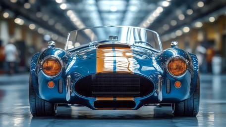 Vintage Elegance Blue AC Cobra Sports Car wallpaper