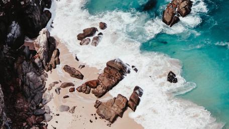 Rocky Beach Hideaway from Above wallpaper