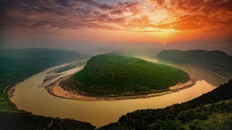 Huang He Sunrise Beauty in Yanchuan wallpaper