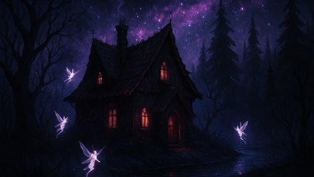 Moonlit Enchantment in a Fairy Forest wallpaper