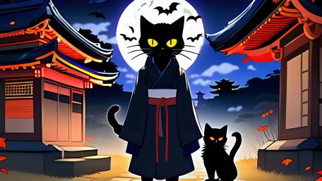 Dark Hilarity in an Oriental Cat's Night wallpaper