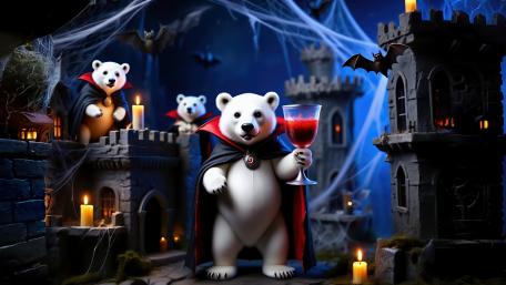 Polar Bears' Spooky Night Out wallpaper