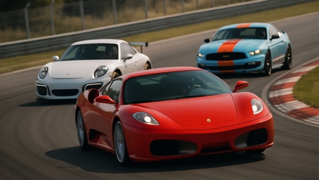 Sleek Supercars on the Race Track wallpaper
