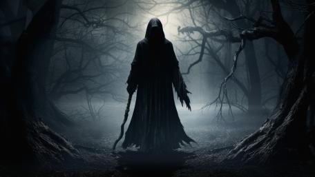 Shadowy Figure in the Enchanted Woods wallpaper