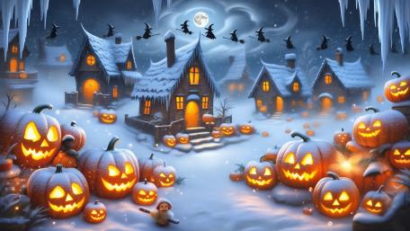 Snowy Halloween wallpaper