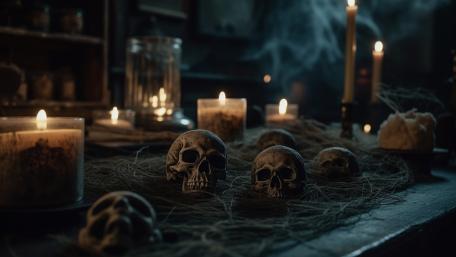 Skulls & Shadows: A Mysterious Candlelit Realm wallpaper