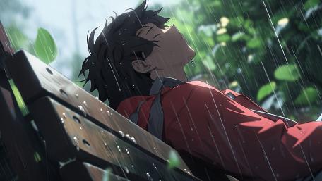 Anime Dreamscape in the Rain wallpaper
