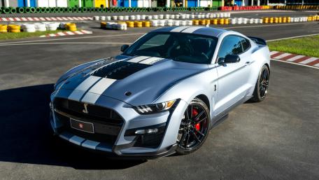Sleek Silver Mustang on the Track wallpaper