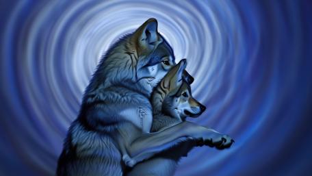 Enchanted Wolf Embrace wallpaper