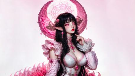 Elvish Elegance Glowing in Pink Fantasy wallpaper