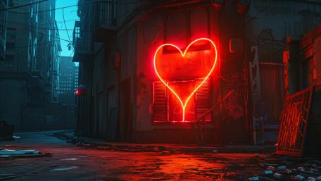 Neon Heartbeat in an Urban Alleyway wallpaper