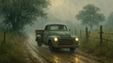 Misty Country Roads and Timeless Journeys with Classic Trucks wallpaper