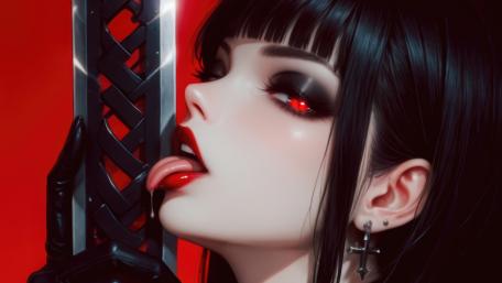 Mystical Charm Anime Art with Edgy Style and Bold Colors wallpaper