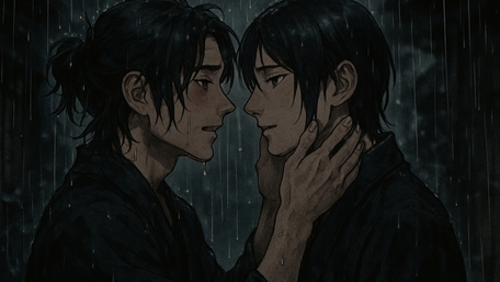In the Rain's Embrace: Anime Romance wallpaper