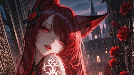 Kitsune Enchantment in a Digital Realm wallpaper