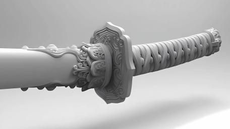 Katana Elegance in Monochrome Artistry wallpaper