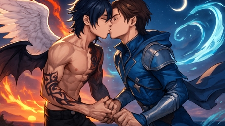 Eternal Love: A Celestial Embrace wallpaper