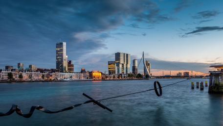 Erasmusbrug at Dawn in Rotterdam Netherlands wallpaper