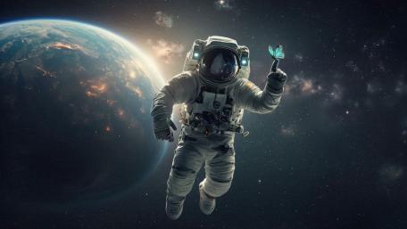Astronaut and the Butterfly wallpaper