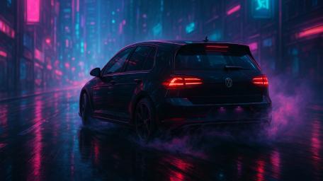 Neon Night Drive Volkswagen Golf R wallpaper