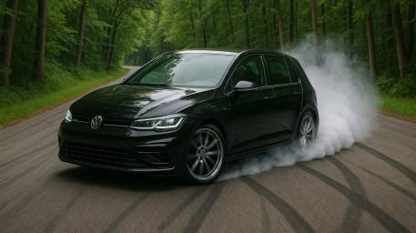 Volkswagen Golf R in Motion and Smoke wallpaper