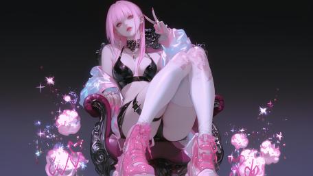 Pink-Haired AI Muse in 4K Splendor wallpaper