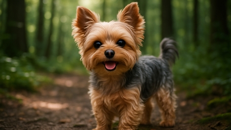Yorkshire Terrier in Woodland Adventure wallpaper