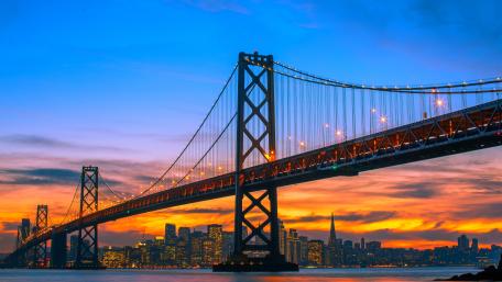 San Francisco Bay Bridge at Sunset wallpaper