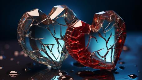Shattered Glass Hearts Romantic Symbolism in 5K Clarity wallpaper