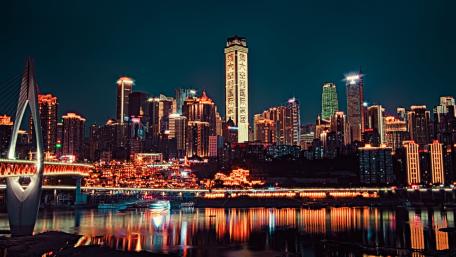 Chongqing City Lights and Skyscrapers at Night in 5K wallpaper