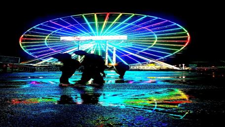 Colorful Night at the Amusement Park wallpaper