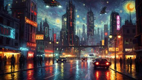 Futuristic Cityscape at Night in 4K wallpaper